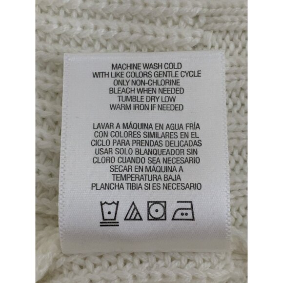 Olivia Warren Lace-Up Cream Knit Sweater With Oversized Eyelets & Ties Large - Picture 10 of 11